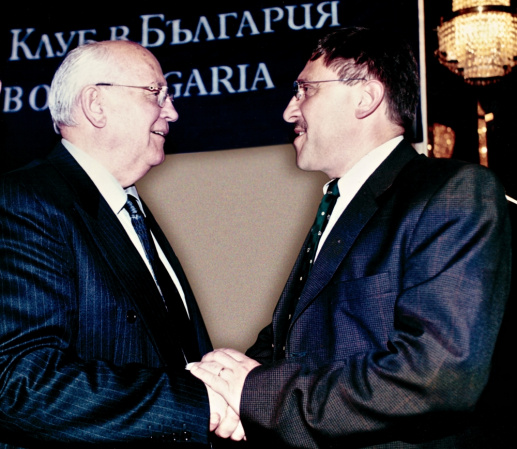 In the photo: Maxim Behar and Mikhail Gorbachev, Sofia, Sheraton Hotel, May 2002